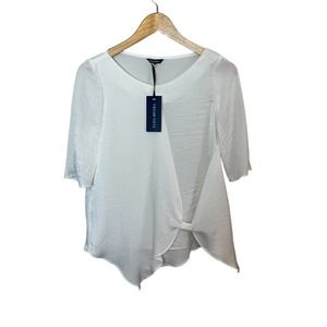 Elisa Rivera White Short Sleeve Blouse Size ES 36 US Small